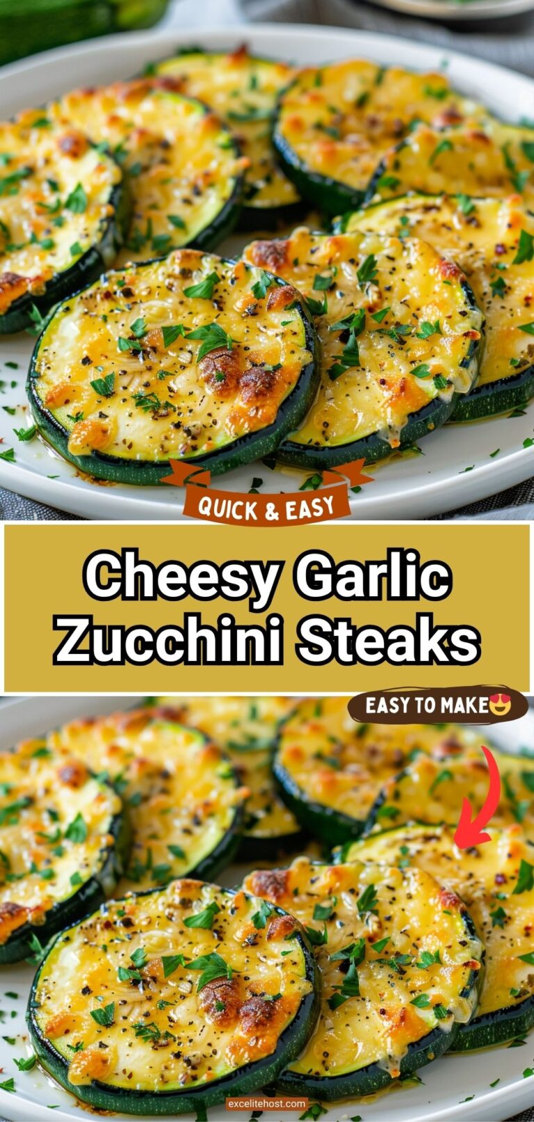 Cheesy Garlic Zucchini Steaks