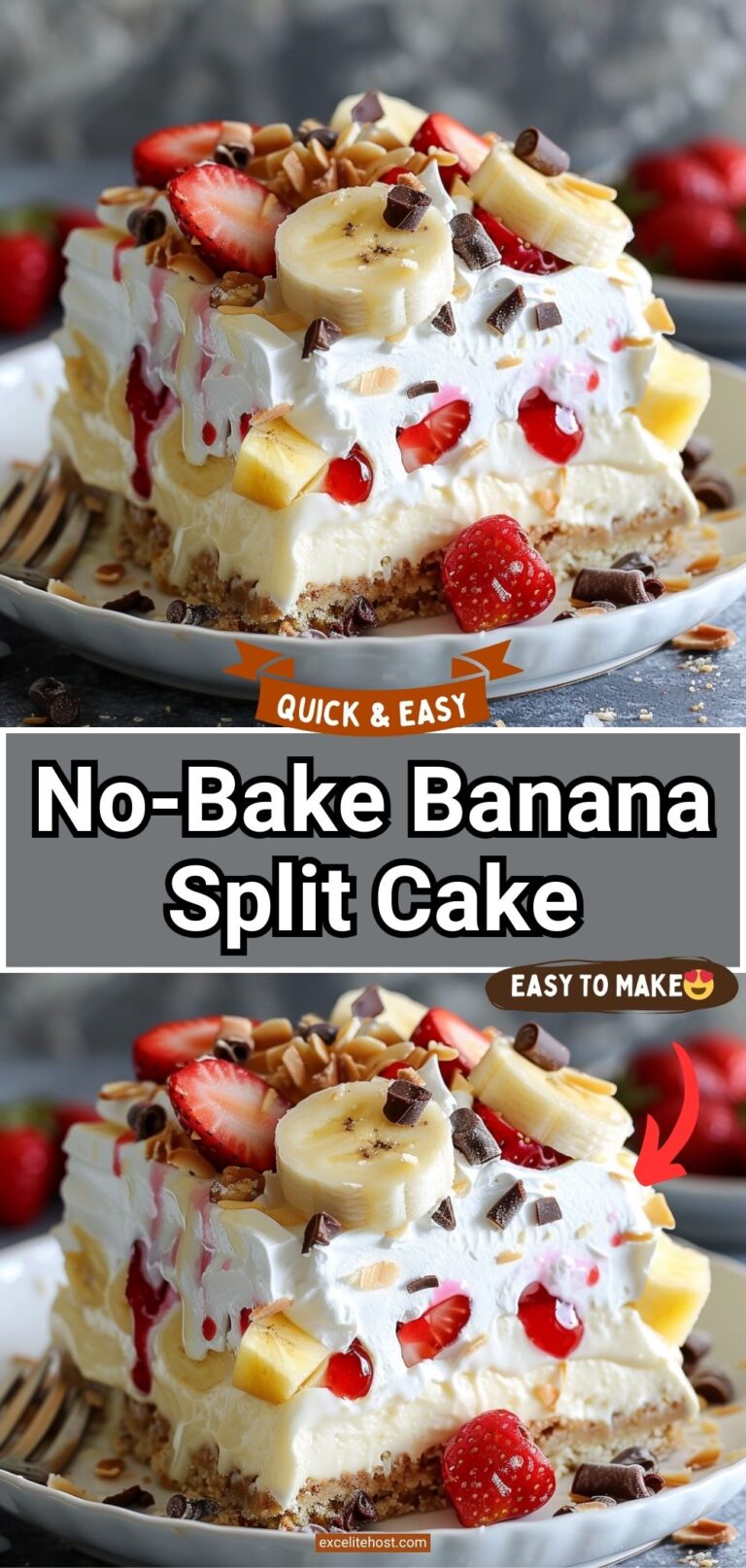 No-Bake Banana Split Cake