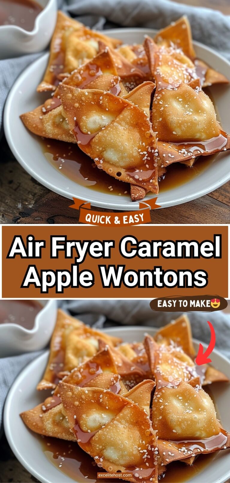 Air Fryer Caramel Apple Wontons