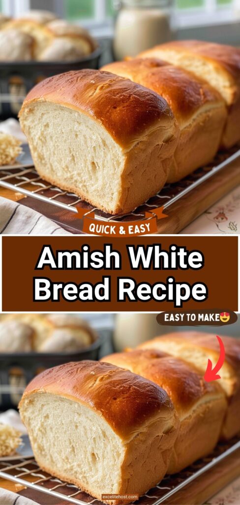 Amish white bread loaf cooling on a wire rack
