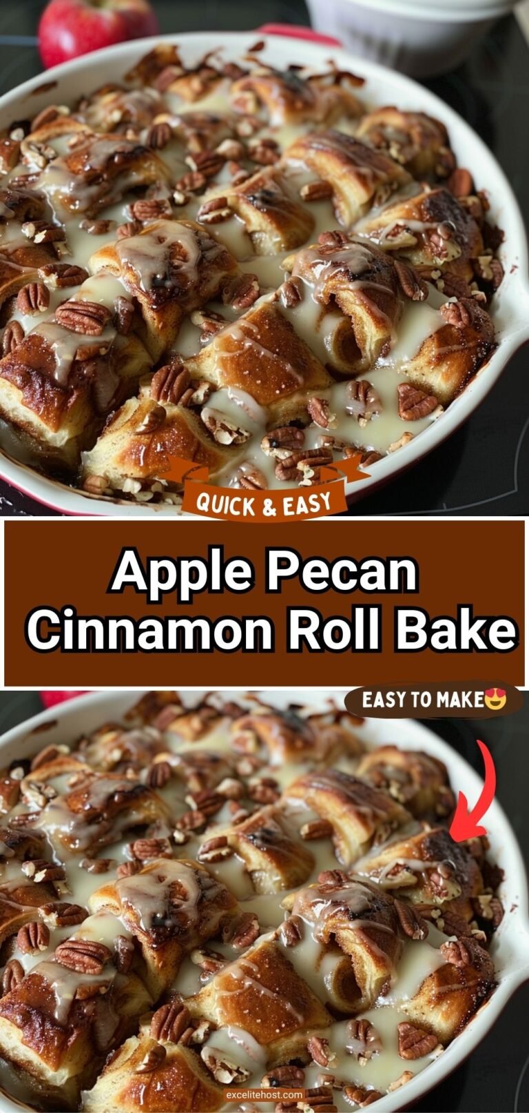 Apple Pecan Cinnamon Roll Bake