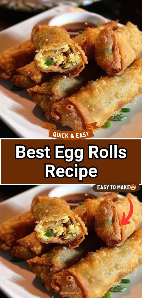 Best egg rolls, golden and crispy, cut to show the filling