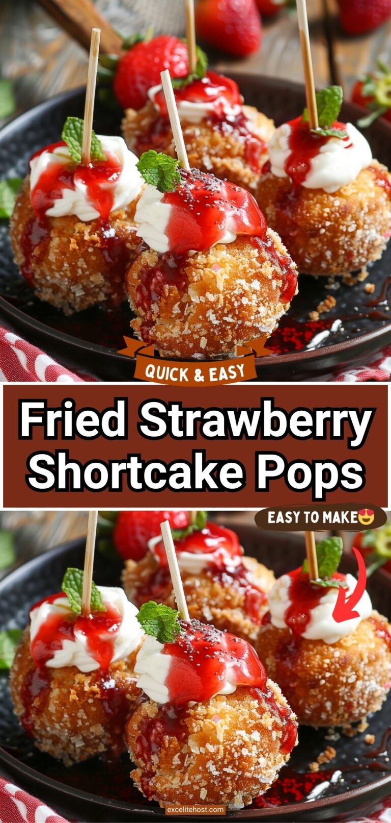 Fried Strawberry Shortcake Pops