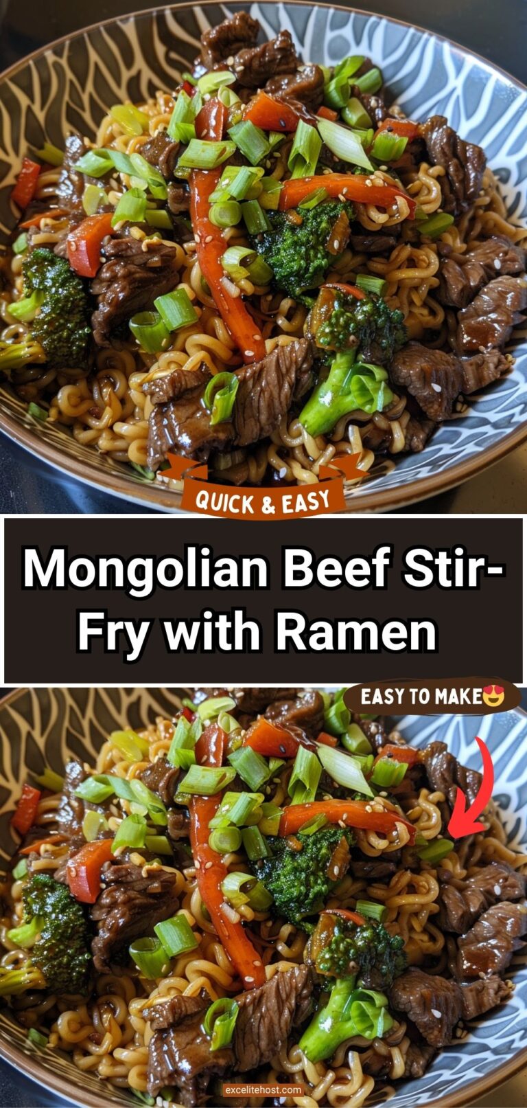 Mongolian Beef Stir-Fry with Ramen