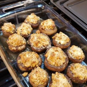 Homemade crab stuffed mushrooms