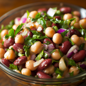 Homemade three bean salad