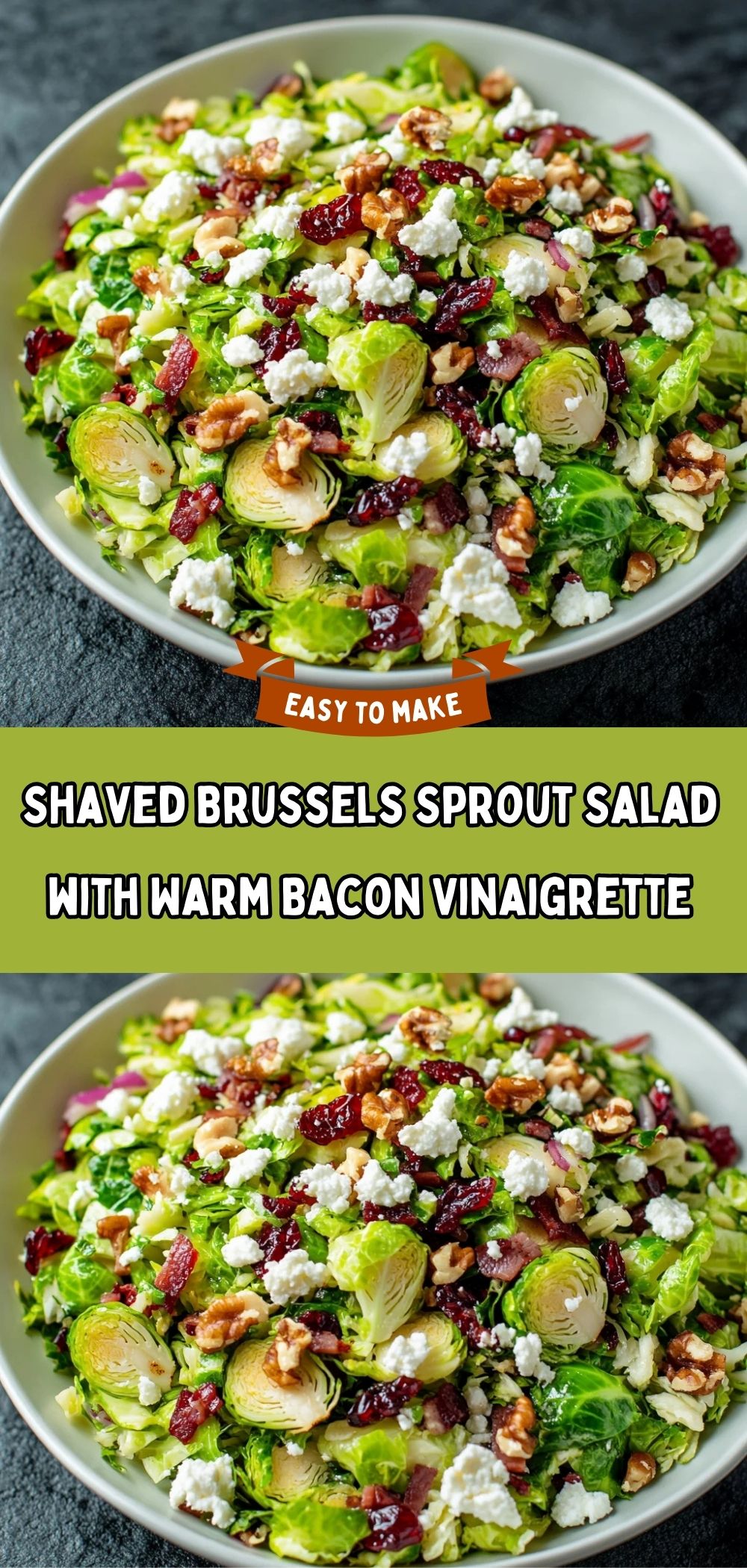 Shaved Brussels sprout salad with cranberries and walnuts