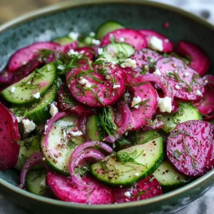Homemade cucumber and beetroot salad