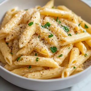 Creamy Garlic Parmesan Penne in 20 Minutes