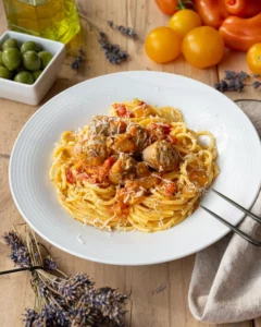 Hearty Tuscan Sausage Pasta with Fresh Tomato Reduction delights!