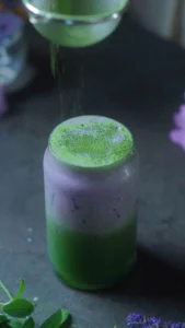 Blueberry matcha latte using homemade fruit sauce delights! blueberry-matcha-latte-using-homemade-fruit-sauce-v0-141j71h63ebf1