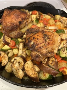 Roasted Harissa Chicken and Rustic Veggies Recipe Delight! roasted-harissa-chicken-and-rustic-veggies-v0-aic3n86o4ogf1