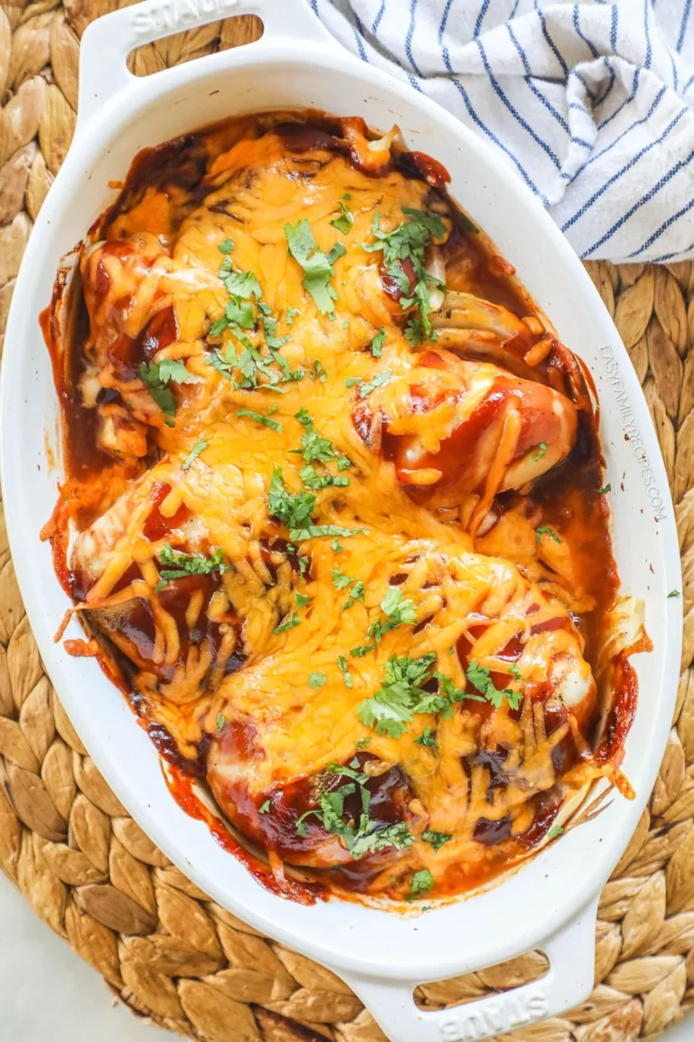 BBQ chicken bake topped with melted cheddar cheese