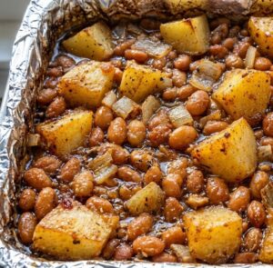Oven Baked 3-Ingredient Pork and Bean Potato Casserole