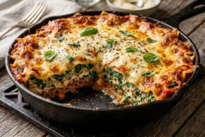 Creamy Spinach Vegetable Lasagna with Tomato Sauce